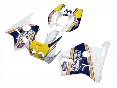 1987-1989 Honda CBR400RR NC23 Motorcycle Fairings - White Yellow Blue Rothmans Canada for Sale