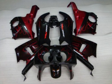 1990-1999 Honda CBR400RR NC29 Motorcycle Fairings - Glossy Black Red Flame Canada for Sale