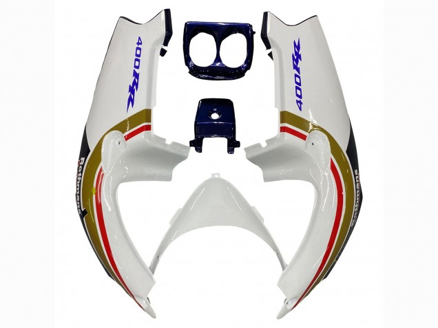 1990-1999 Honda CBR400RR NC29 Motorcycle Fairings - White Gold Red Dark Blue Rothmans Canada for Sale