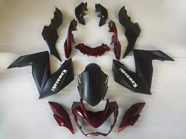 2015-2016 Kawasaki Z250/Z300 Motorcycle Fairings - Matte Black Maroon Red Canada for Sale
