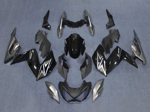 2015-2016 Kawasaki Z250/Z300 Motorcycle Fairings - Glossy Black Silver Canada for Sale