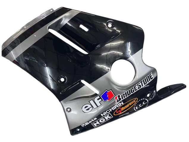 1989-1990 Kawasaki ZXR250 Motorcycle Fairings - Glossy Black Grey Elf Touch4 Bridgestone Canada for Sale
