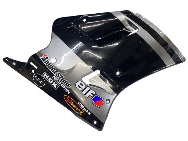 1989-1990 Kawasaki ZXR250 Motorcycle Fairings - Glossy Black Grey Elf Touch4 Bridgestone Canada for Sale