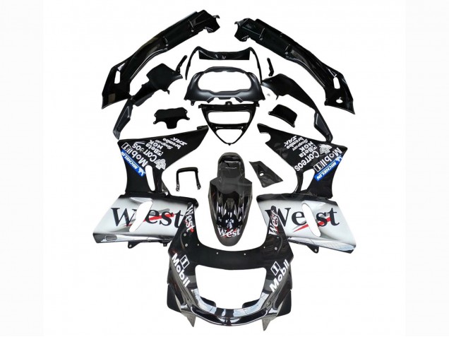 1993-2007 Kawasaki ZZR400 Motorcycle Fairings - Glossy Black White West Canada for Sale