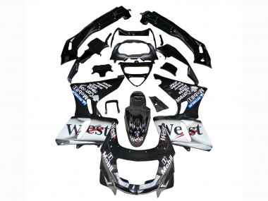 1998-2003 Kawasaki ZZR600 Motorcycle Fairings - Glossy Black White West Canada for Sale
