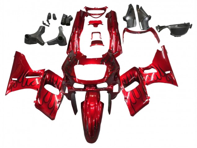 1993-2007 Kawasaki ZZR400 Motorcycle Fairings - Red Black Flame Canada for Sale