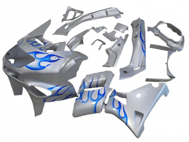 1993-2007 Kawasaki ZZR400 Motorcycle Fairings - White Blue Flame Canada for Sale