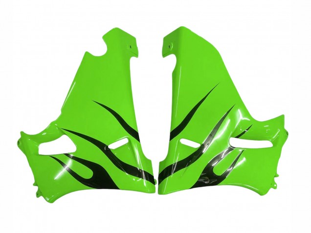 1998-2003 Kawasaki ZZR600 Motorcycle Fairings - Green Glossy Black Flame Canada for Sale