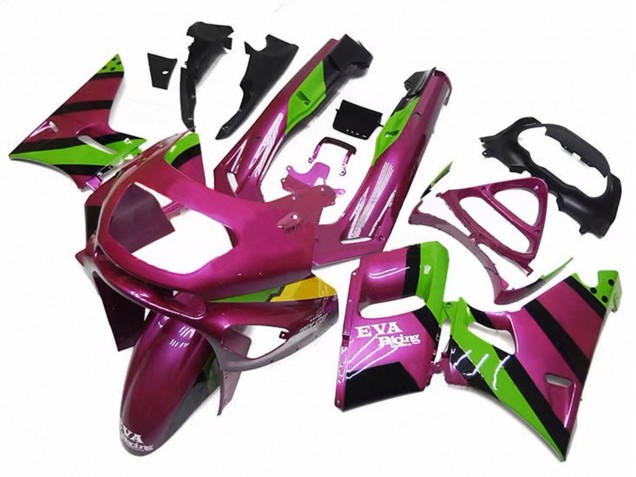 1993-2007 Kawasaki ZZR400 Motorcycle Fairings - Deep Pink Green EVA Racing Canada for Sale