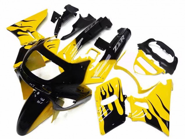 1993-2007 Kawasaki ZZR400 Motorcycle Fairings - Yellow Black Flame Canada for Sale