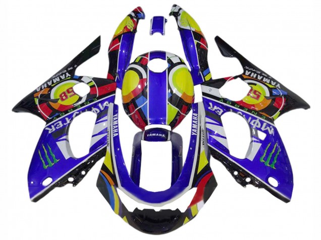1996-2007 Yamaha YZF600R Thundercat Motorcycle Fairings - Blue Black White Yellow Monster 46 Canada for Sale