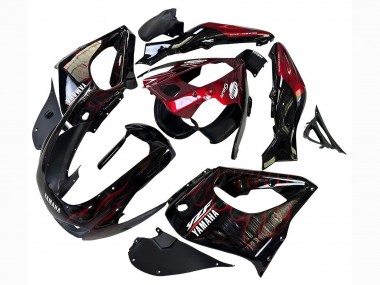 1997-2007 Yamaha YZF 1000R Thunderace Motorcycle Fairings - Black with Dark Red Flame Canada for Sale