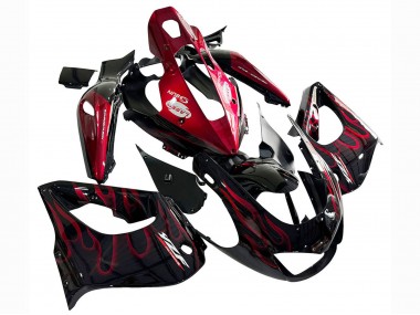 1997-2007 Yamaha YZF 1000R Thunderace Motorcycle Fairing Kits - Black with Red Flame Canada for Sale