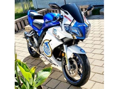 2003-2013 Suzuki SV650 Motorcycle Fairings - White Blue Lucky Strike Motul Canada for Sale