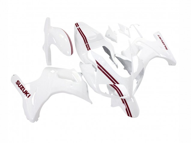 2003-2013 Suzuki SV650 Motorcycle Fairings - White with Dark Red Lines Canada for Sale