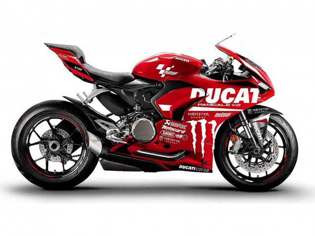 2020-2024 Ducati Panigale V2 Motorcycle Fairings - Red Glossy Black Monster Corse Canada for Sale