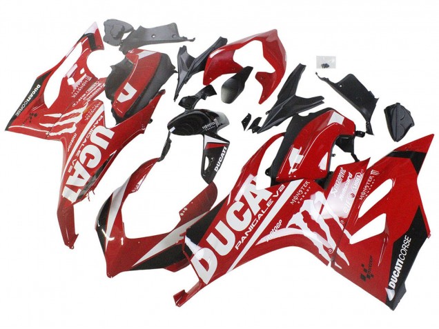 2020-2024 Ducati Panigale V2 Motorcycle Fairings - Red Glossy Black Monster Corse Canada for Sale