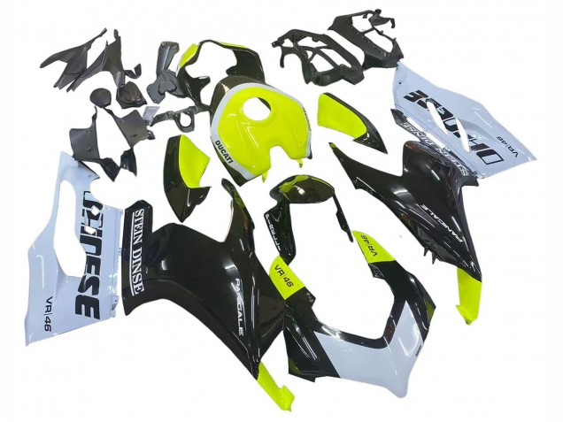 2020-2024 Ducati Panigale V2 Motorcycle Fairings - White Lime Green Glossy Black Stein Dinse VR 46 Canada for Sale