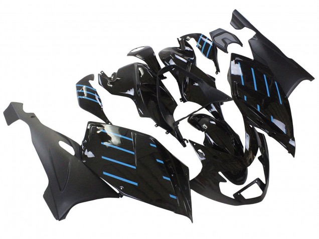 2005-2010 BMW K1200S Motorcycle Fairings - Glossy Black Matte Black Blue Lines Canada for Sale