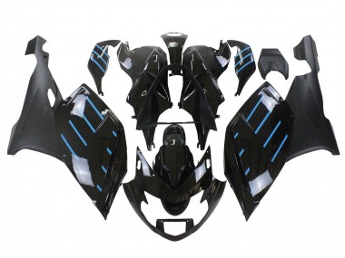 2005-2010 BMW K1200S Motorcycle Fairings - Glossy Black Matte Black Blue Lines Canada for Sale
