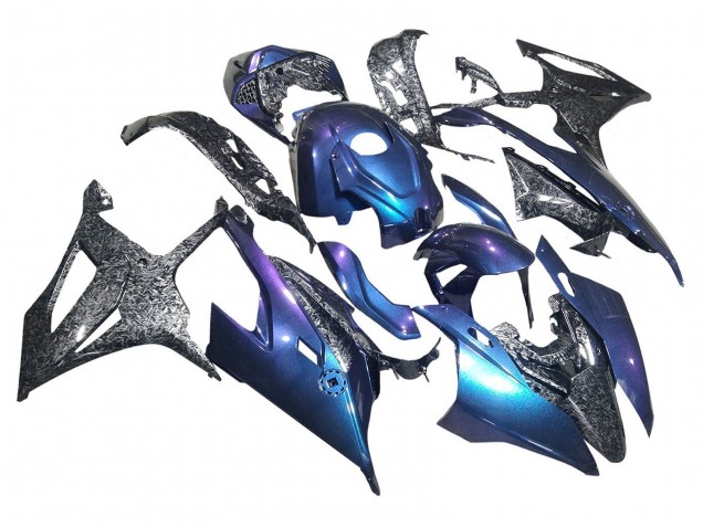 2019-2022 BMW S1000RR Motorcycle Fairings - Gradient Blue Purple Forged Carbon Fiber Canada for Sale