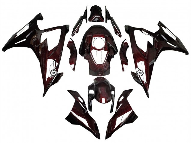 2019-2022 BMW S1000RR Motorcycle Fairings - Dark Red Carbon Fiber Canada for Sale