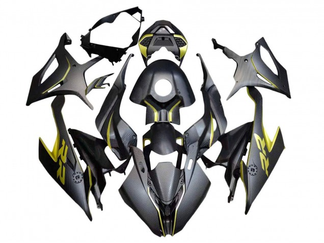 2019-2022 BMW S1000RR Motorcycle Fairings - Black Yellow Carbon Fiber Canada for Sale