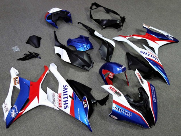 2019-2022 BMW S1000RR Motorcycle Fairings - White Blue Red Smiths Canada for Sale