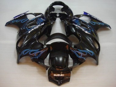 2004-2006 Suzuki GSX600F/GSX750F Motorcycle Fairings - Glossy Black Blue Flame Canada for Sale