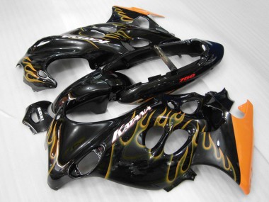 2004-2006 Suzuki GSX600F/GSX750F Motorcycle Fairings - Glossy Black Orange Flame Katana Canada for Sale