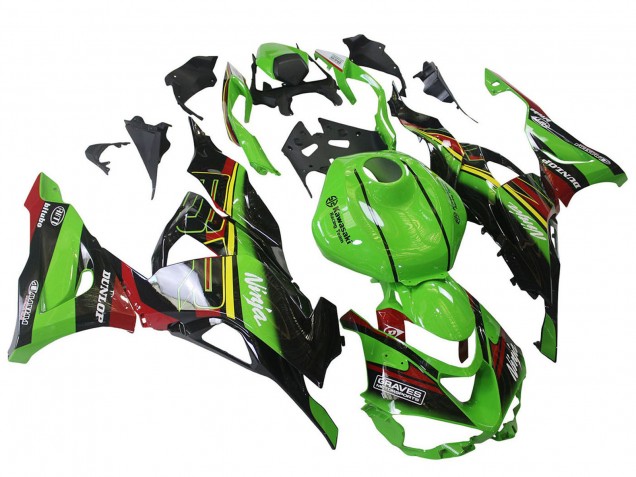 2023-2025 Kawasaki ZX6R Motorcycle Fairings - Green Black Red Yellow Dunlop Canada for Sale