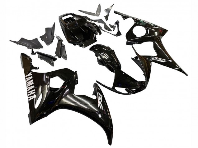 2003-2004 Yamaha YZF R6 Motorcycle Fairings - Glossy Black White Decals Canada for Sale