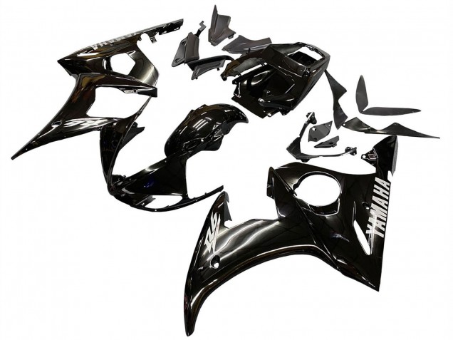 2003-2004 Yamaha YZF R6 Motorcycle Fairings - Glossy Black White Decals Canada for Sale
