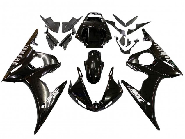 2003-2004 Yamaha YZF R6 Motorcycle Fairings - Glossy Black White Decals Canada for Sale