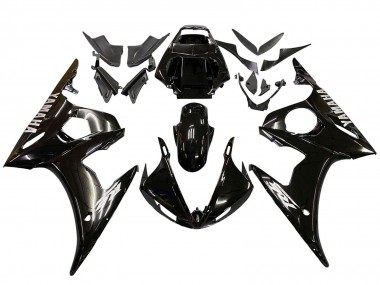 2006-2009 Yamaha YZF R6S Motorcycle Fairings - Glossy Black White Decals Canada for Sale