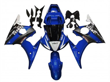 2006-2009 Yamaha YZF R6S Motorcycle Fairings - Blue White Glossy Black Yamalube Canada for Sale