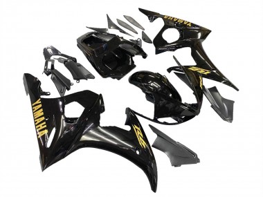 2006-2009 Yamaha YZF R6S Motorcycle Fairings - Glossy Black Gold Decals Canada for Sale