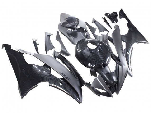 2008-2016 Yamaha YZF 600 R6 Motorcycle Fairings - Grey Black Carbon Fiber Style Canada for Sale