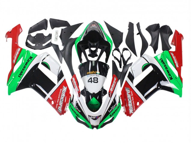 2007-2008 Kawasaki ZX6R Motorcycle Fairings - Green Red Canada for Sale