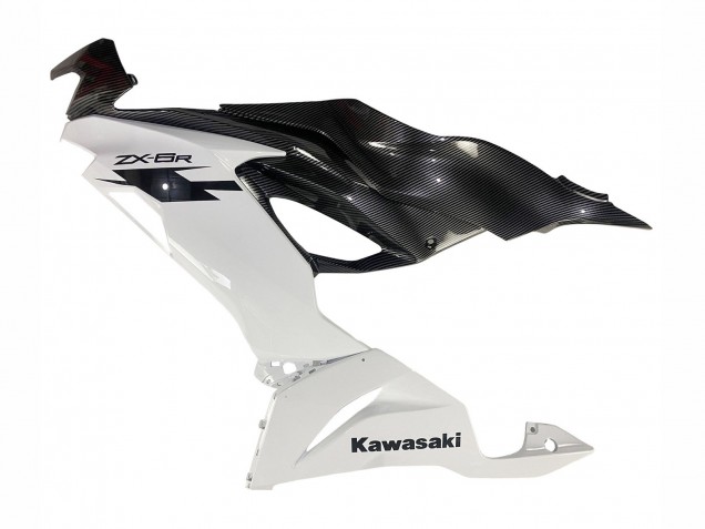 2019-2022 Kawasaki ZX6R Motorcycle Fairings - White Black Carbon Fiber Canada for Sale