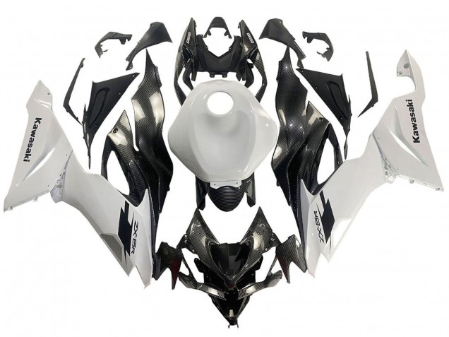2019-2022 Kawasaki ZX6R Motorcycle Fairings - White Black Carbon Fiber Canada for Sale
