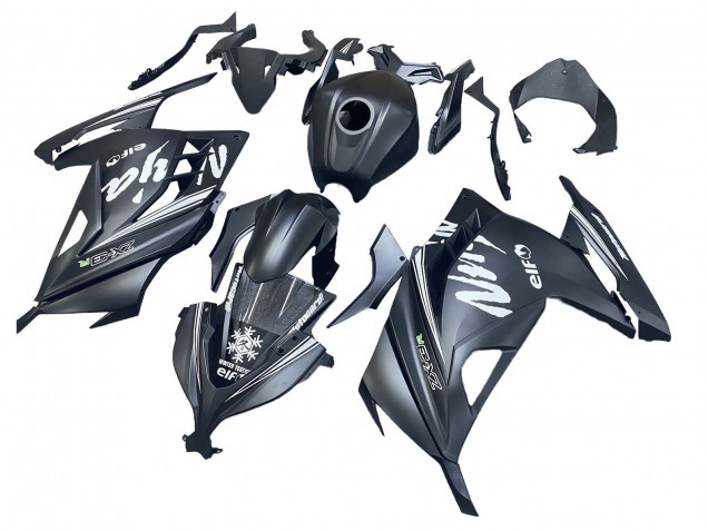 2013-2024 Kawasaki EX300 Motorcycle Fairings - Matte Black White Elf Snow Canada for Sale