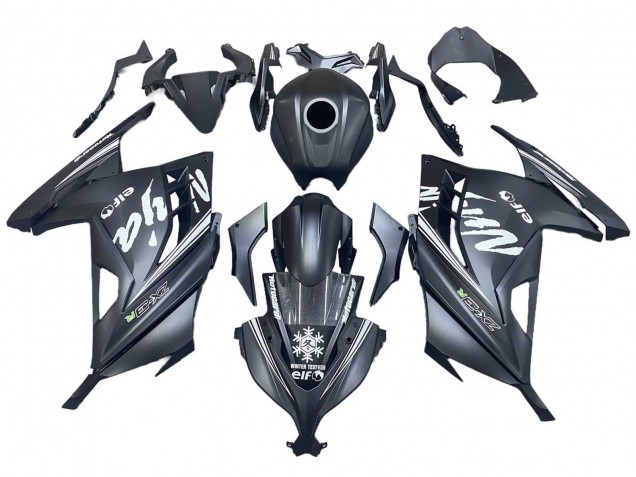 2013-2024 Kawasaki EX300 Motorcycle Fairings - Matte Black White Elf Snow Canada for Sale