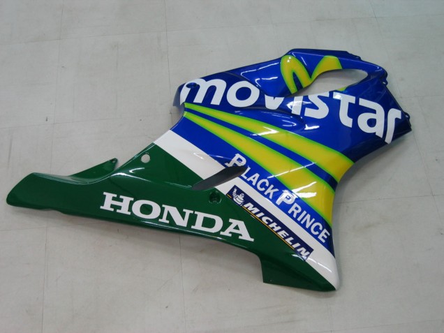 2004-2007 Honda CBR600 F4i Motorcycle Fairings - Blue Yellow Green MoviStar Canada for Sale