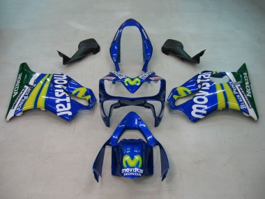2004-2007 Honda CBR600 F4i Motorcycle Fairings - Blue Yellow Green MoviStar Canada for Sale