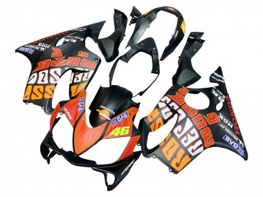 2004-2007 Honda CBR600 F4i Motorcycle Fairings - Matte Black Orange Rossi Canada for Sale