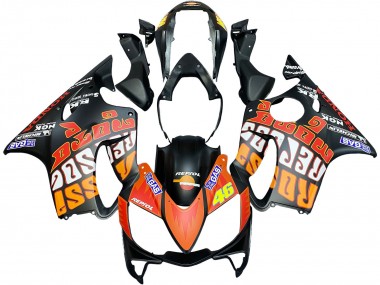2004-2007 Honda CBR600 F4i Motorcycle Fairings - Matte Black Orange Rossi Canada for Sale