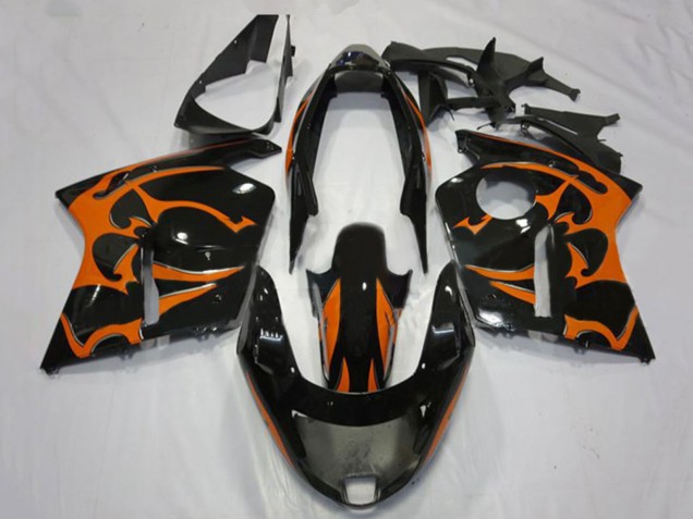 1996-2007 Honda CBR1100XX Blackbird Motorcycle Fairings - Glossy Black Orange Flame Canada for Sale