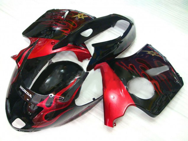 1996-2007 Honda CBR1100XX Blackbird Motorcycle Fairing Kits - Glossy Black Red Flame Canada for Sale