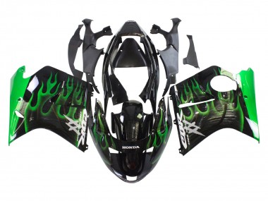 1996-2007 Honda CBR1100XX Blackbird Motorcycle Fairing - Glossy Black Green Flame Canada for Sale